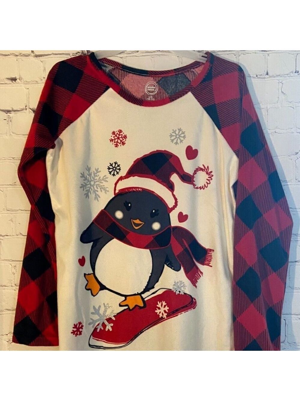 ✨✨Wonder Nation Penguin on Skis with Heart Girls PJs Large